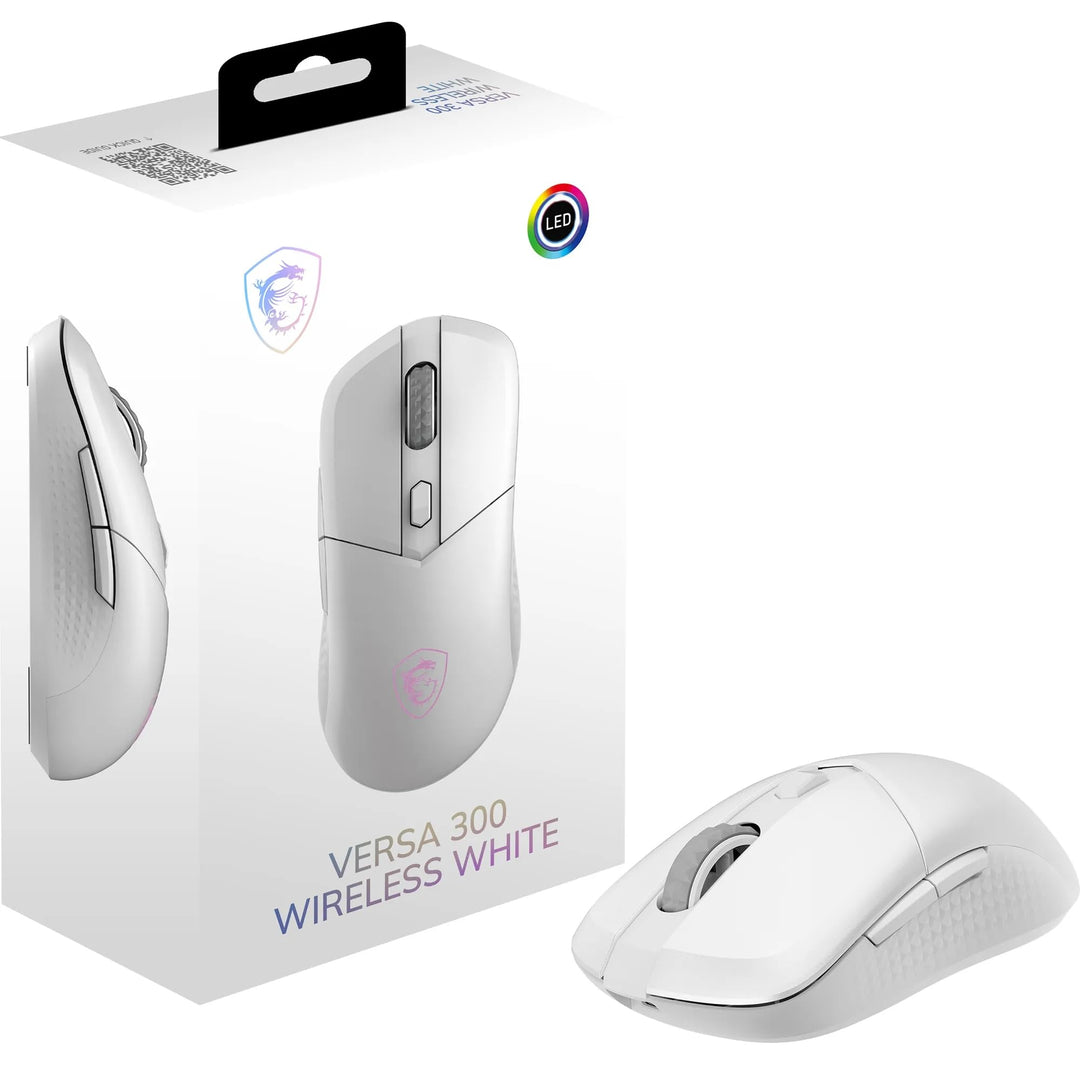 MSI Versa 300 Wireless White Gaming-Maus – 8000 DPI, symmetrisch, Kailh-Mikroschalter 30 Millionen K
