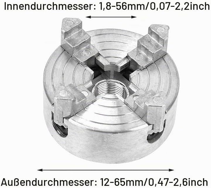 Drehmaschine Vierbackenfutter, 4-Backen-Drehfutter selbstzentrierendes Holzdrehfutter aus Zinklegier