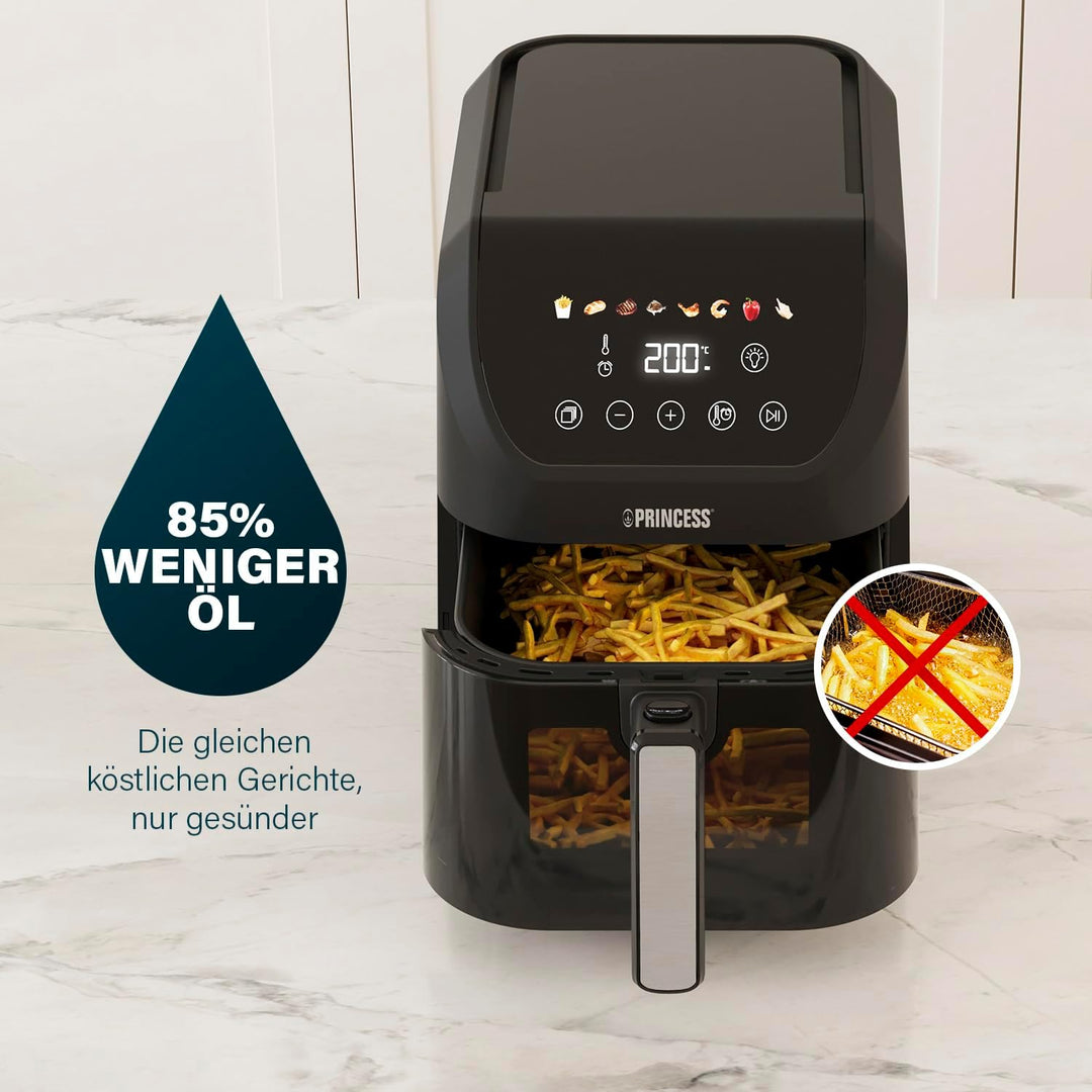 Princess SlimFry Airfryer, 8L Fassungsvermögen, 2000W, 8 Programme, Digitales Touchscreen, Einstellb