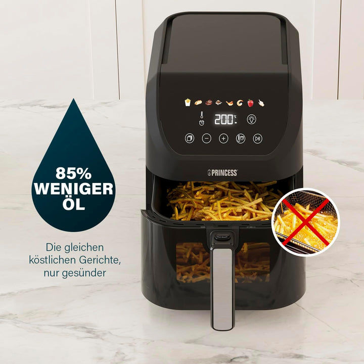 Princess SlimFry Airfryer, 8L Fassungsvermögen, 2000W, 8 Programme, Digitales Touchscreen, Einstellb