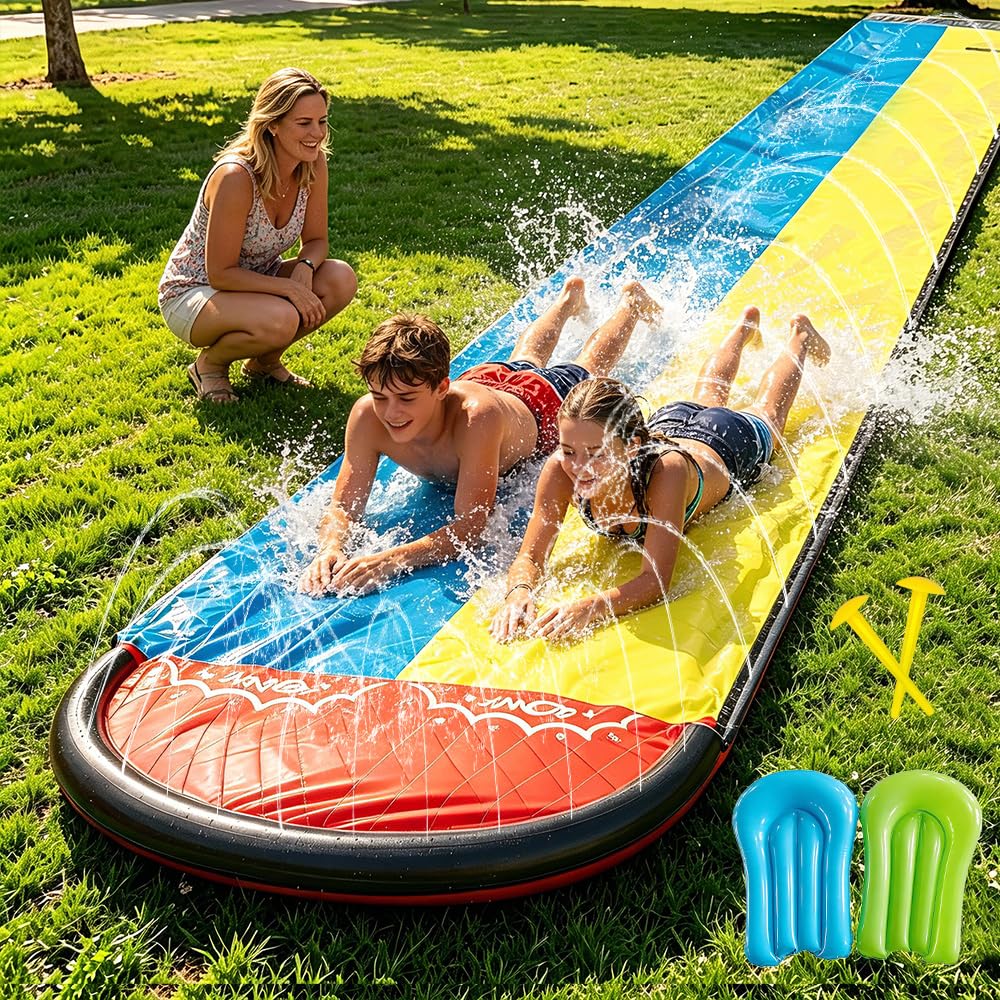 Wasserrutsche Garten für Kinder,480 cm/15.8ft Aufblasbare Wasserrutsche mit Eingebautem Sprinkler,Do