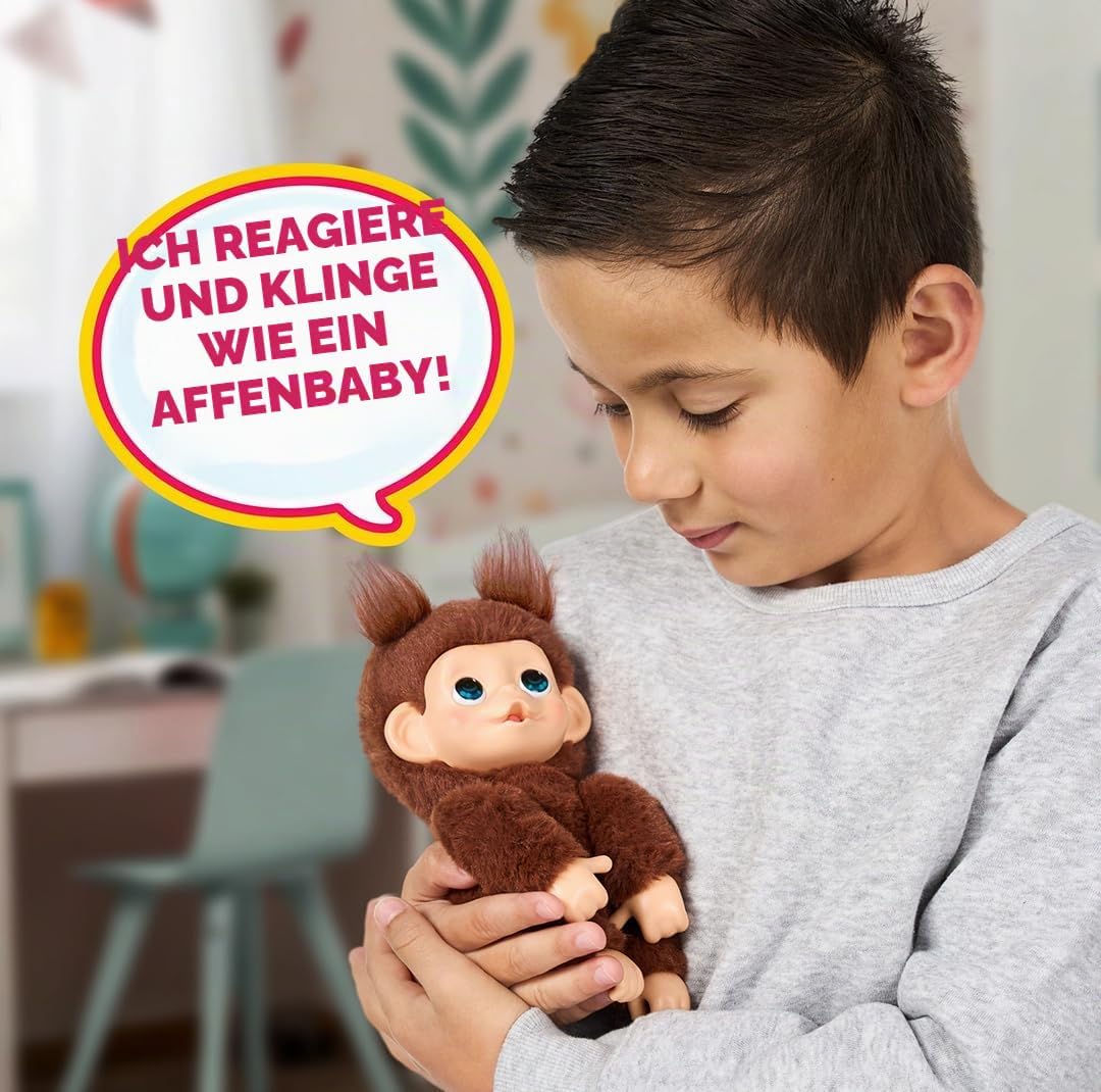 Little Live Pets Baby Monkey Minis – interaktiver Plüschaffe Chikki Cherry mit über 20 realistischen