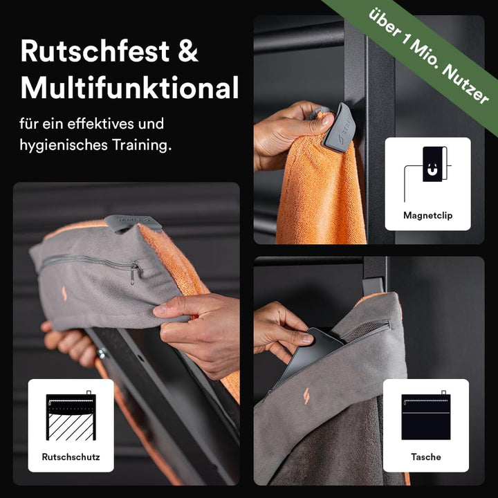 Stryve Gym Towell+Pro Sweet Peach (105 x 42,5cm), Sporthandtuch mit Magnetclip & antirutsch, Peach