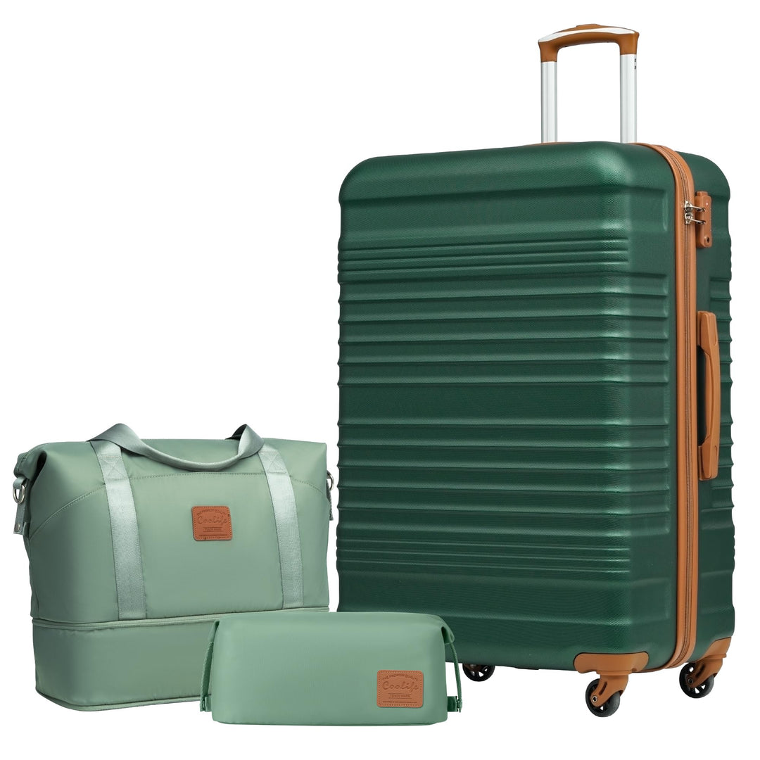 COOLIFE Koffer-Set Trolley Koffer ABS Hartschale Reisekoffer 4 Rollen TSA-Schloss einziehbarer Troll