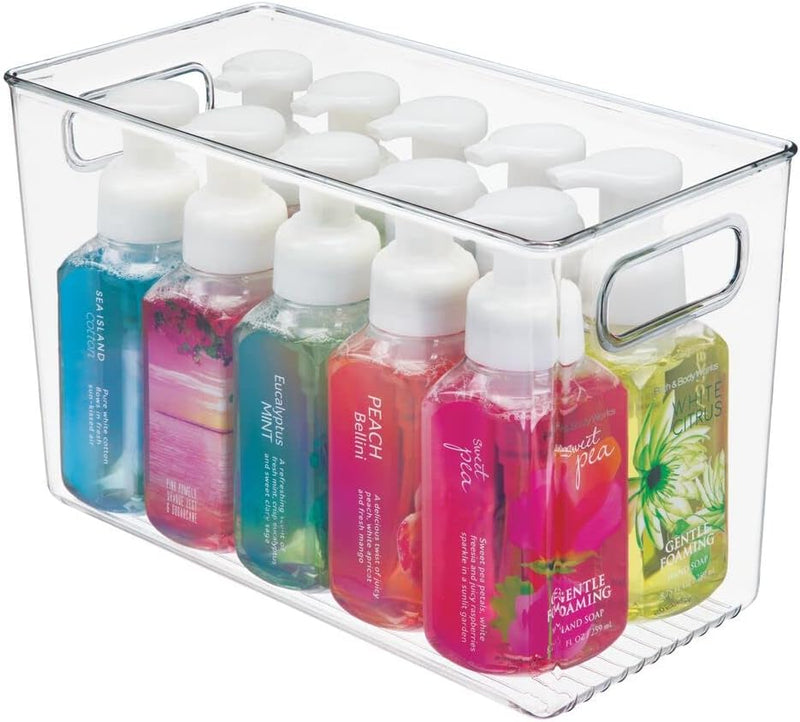mDesign 4er-Set Badezimmer Organizer – Aufbewahrungsbox mit Griffen für Shampoo, Handtücher und ande
