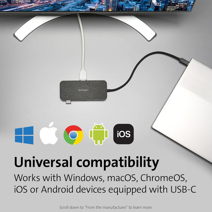 Kensington SD1650p USB-C Single 4K Tragbare Docking Station, Mobiles Dock mit HDMI, Kompatibel mit A