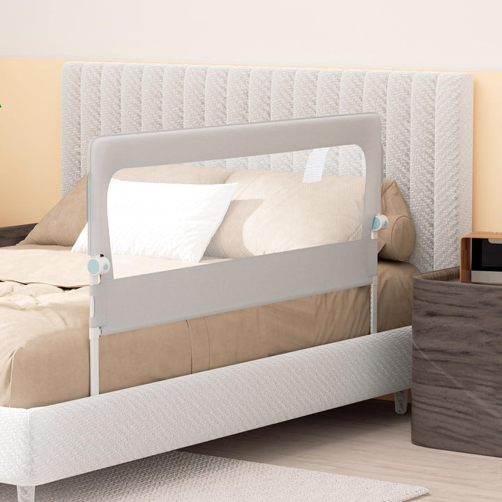 Fiqops 150cm Bettgitter Rausfallschutz Klappbar, Rausfallschutz Kinderbett Bett Rail höhenverstellba