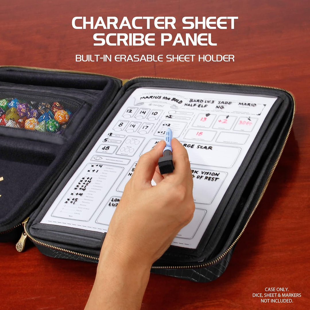 ENHANCE RPG-Organizer-Tasche – DND-Ordner mit integriertem Zeichenblatthalter und löschbarem Anreiss