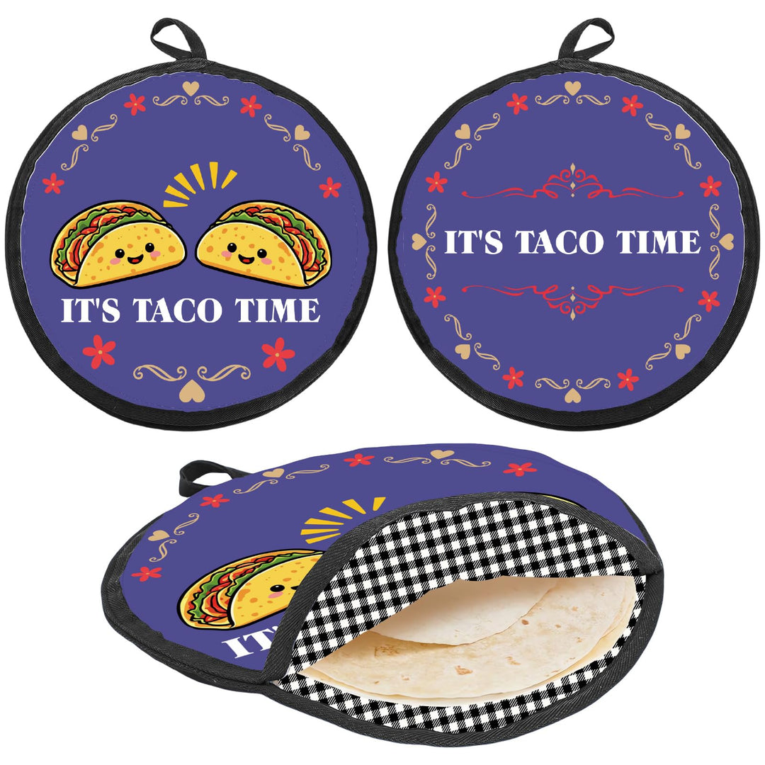 CREATCABIN Tortilla Wärmer Tacos Tortilla Halter Wärmer Tragbar Polyestergewebe Blau Doppeldruck Fri