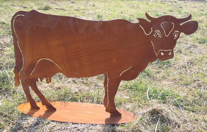 Kuh 42x65cm Bauernhof Kühe Rind Stier Rost Edelrost Metall Tier + Original Pflegeanleitung von Stein