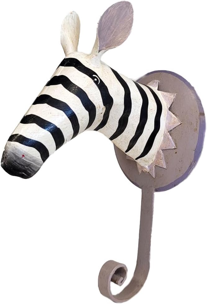 Pape Kunstgewerbe 7 Bunte Wandhaken Wildtiere Safari aus Metall handbemalt je ca 16 x 9 cm. Kleiderh