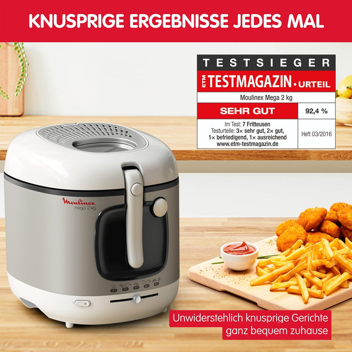 Moulinex AM4800 Mega 2kg Fritteuse | Fritteuse mit Öl | Anti-Geruchs-Filter | regelbare Temperatur |