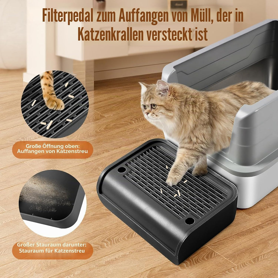 Kalolary Katzenstreu-Rampe mit Filtersystem – rutschfeste Treppe für Katzentoilette, Litter Catcher