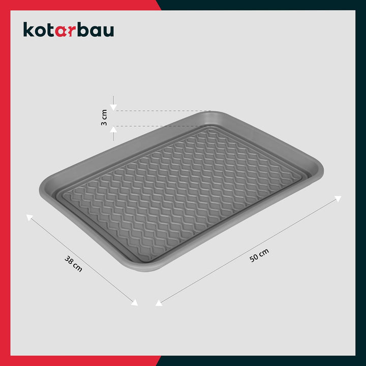 KOTARBAU® 2er Set Schuhabtropfschale 38x50cm Abtropfmatte Schuhe Grau Schuhmatte Abtropfmatte Kunsts