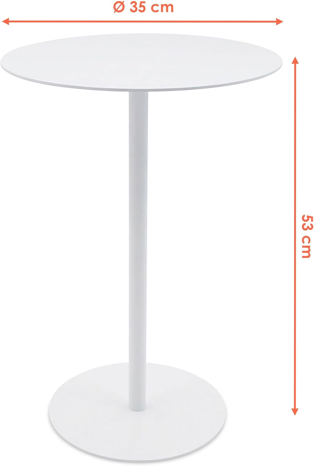 Spetebo Metall Beistelltisch rund weiss - Ø 35 cm - Couchtisch im Bistrotisch Design - Wohnzimmertis