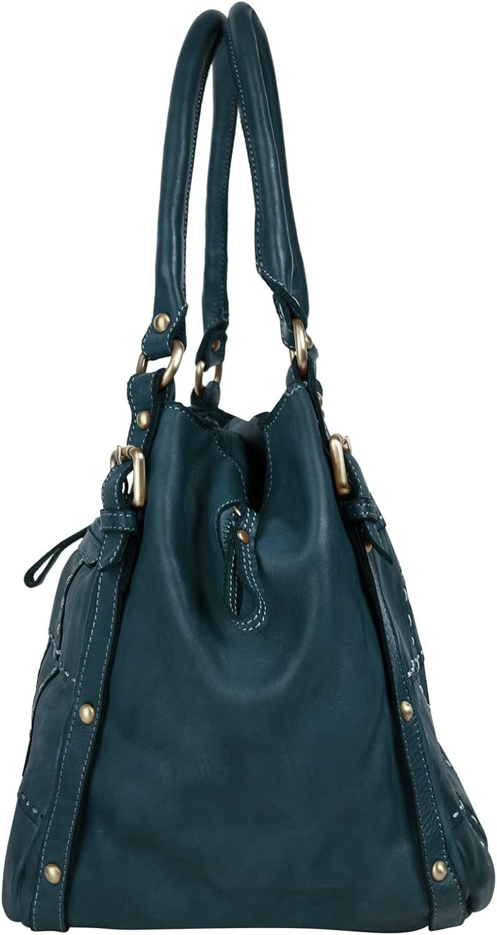 Samantha Look Shopper Echt Leder Damen - 021779 Blau, Blau