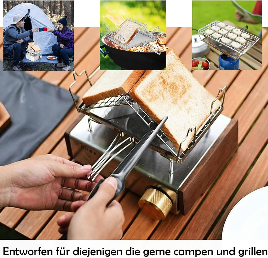 Edelstahl Camping Toaster, Faltbares Grillkorb für Brot, Hitzebeständig,Toast Racks Faltbarem, Mehrz