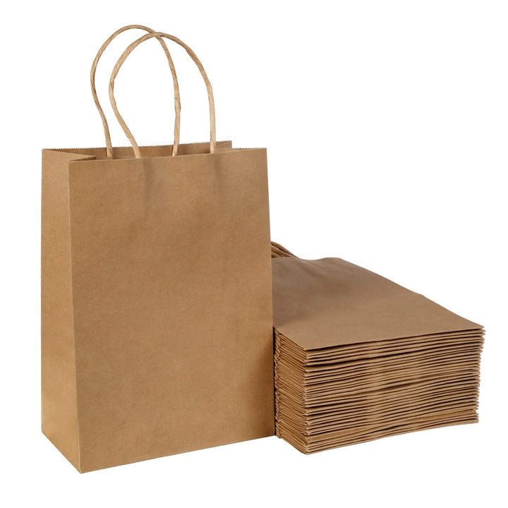 BESCOST Papiertüten, 40 Stück Geschenktüten, Kraftpapiertüten mit Henkel, 21 x 27 x 11cm, Geschenktü