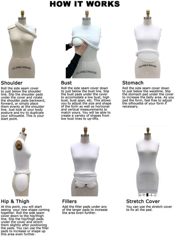 Erwachsene Frauen Kleid Form Mannequin-Polstersystem für professionelle Kleiderformen (12 Stück) #PA
