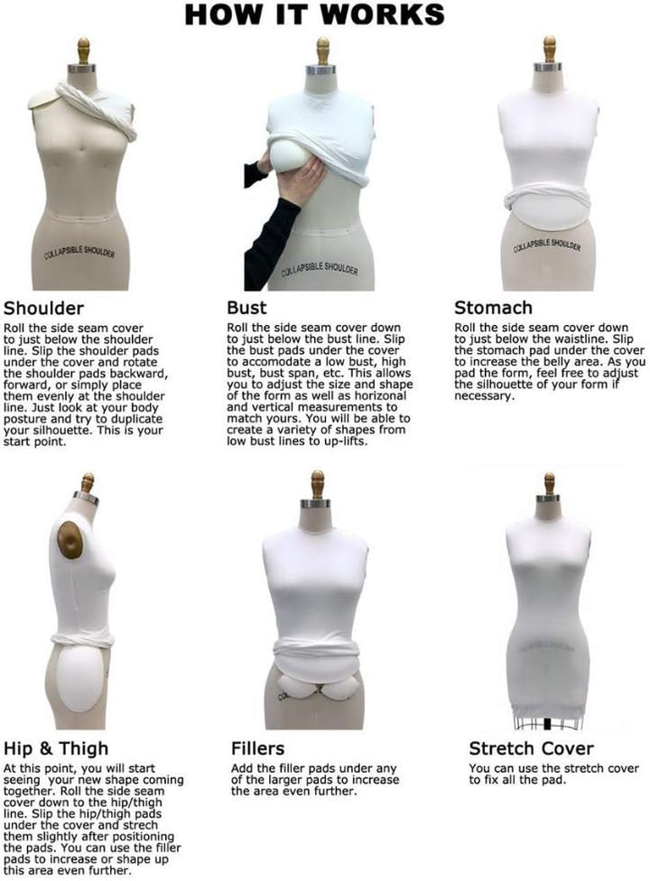 Erwachsene Frauen Kleid Form Mannequin-Polstersystem für professionelle Kleiderformen (12 Stück) #PA