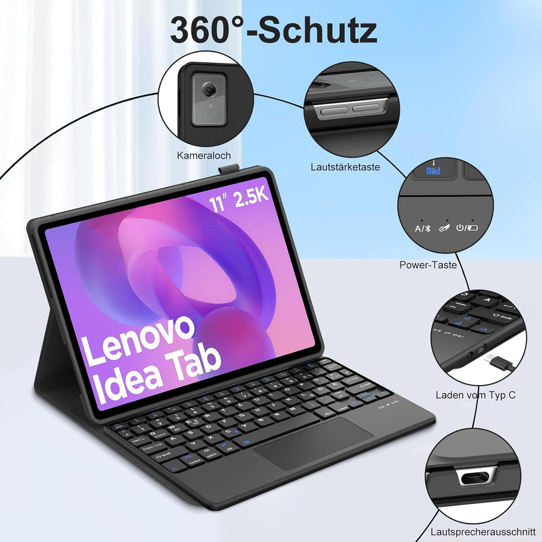 FOGARI Trackpad Tastatur für Lenovo Idea Tab 11 Zoll 2025/K11 Gen 2, Kabellose Abnehmbarer Multi Tou