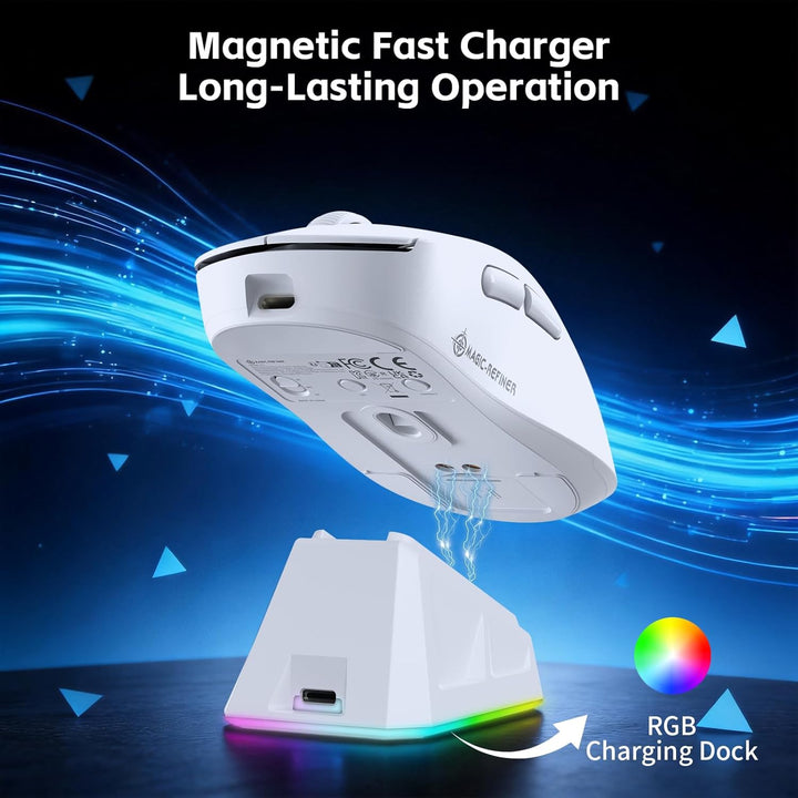 A.JAZZ x Magic-Refiner R1 Gaming-Maus mit magnetischer Ladestation, PixArt PAW3311 Sensor, BT/2,4G K