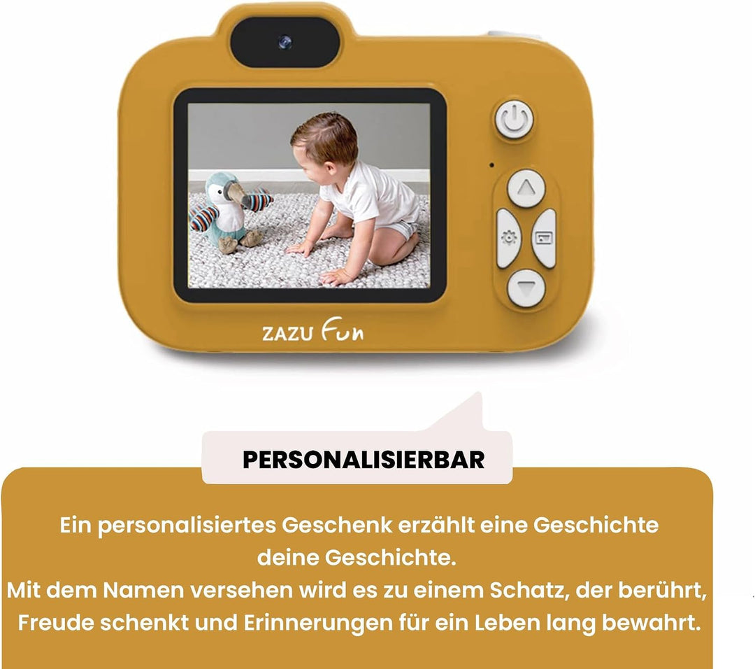 Personalisierbare Kinderkamera Gelb – robuste Kinder Kamera Digitalkamera für Fotos &amp; Videos – für K