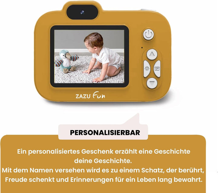 Personalisierbare Kinderkamera Gelb – robuste Kinder Kamera Digitalkamera für Fotos &amp; Videos – für K