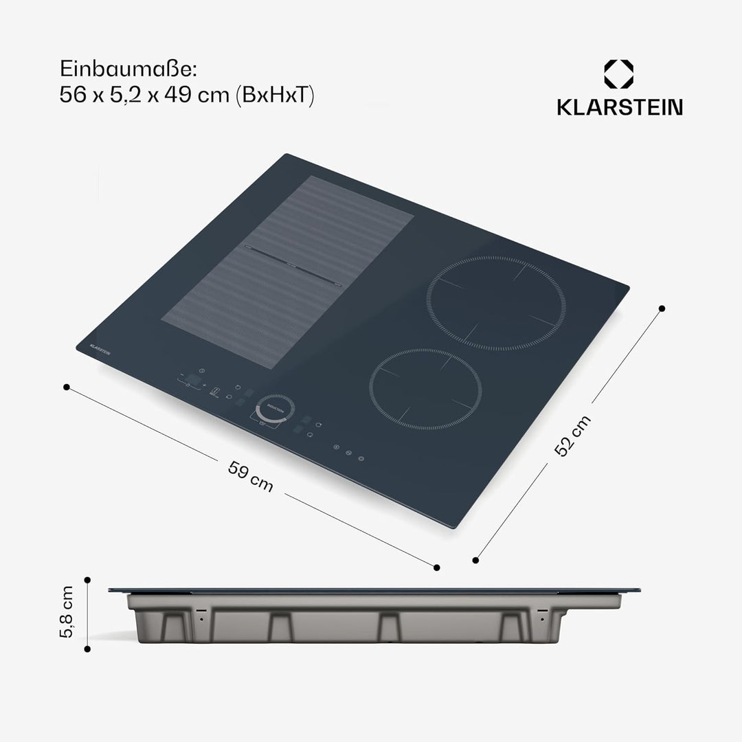 Klarstein Delicatessa 60 Induktionskochfeld – 4-Zonen-Einbaukochfeld, 7.000 W Mit Booster, Flexizone
