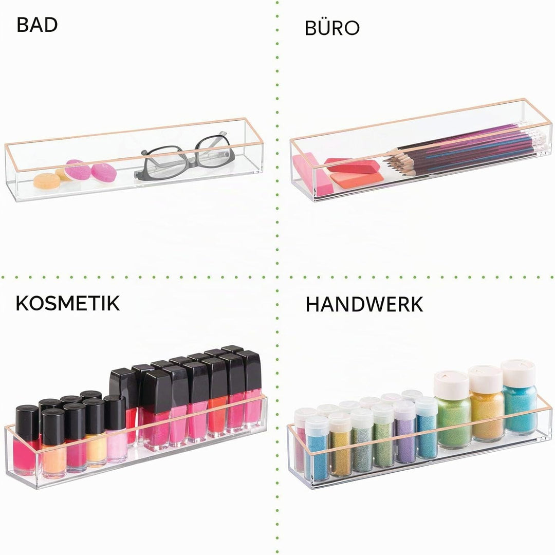 mDesign Kosmetik Organizer – Aufbewahrungsbox für Lippenstift, Lidschatten, Pinsel &amp; Co. – Schminkau