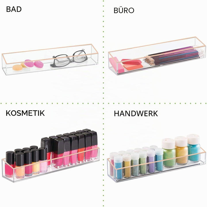 mDesign Kosmetik Organizer – Aufbewahrungsbox für Lippenstift, Lidschatten, Pinsel &amp; Co. – Schminkau