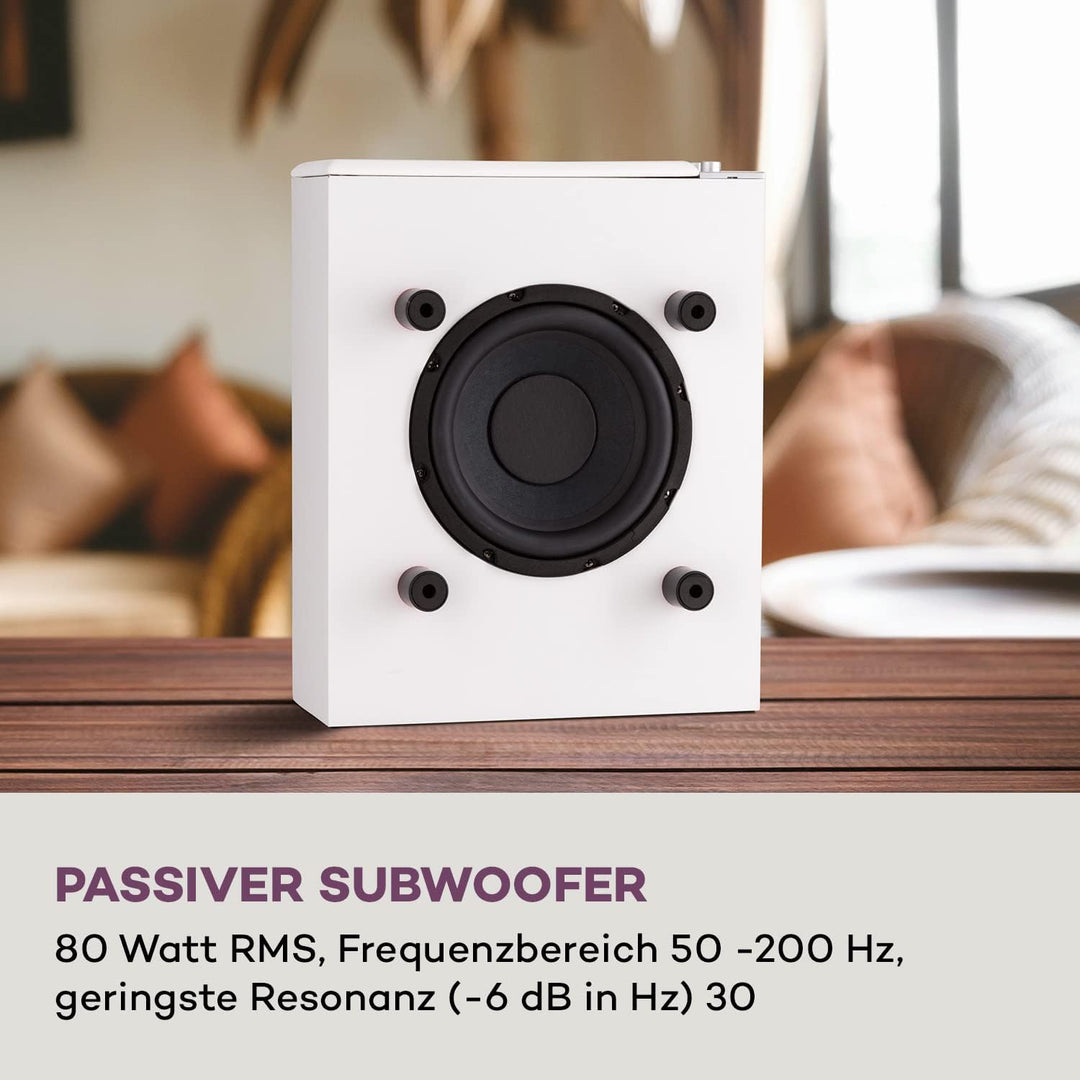auna Two Hi-Fi Subwoofer mit Auto-Off, 80W RMS Subwoofer Passiv, HiFi-Lautsprecher Boxen für Heimkin