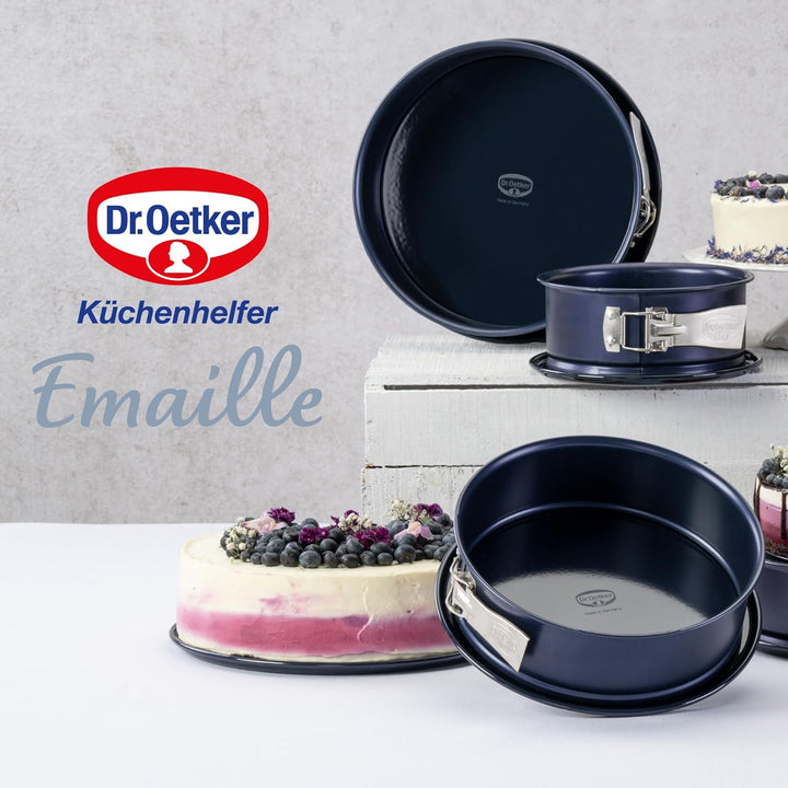 Dr. Oetker Springform Ø 26 cm Back-Liebe Emaille – Runde Backform mit Schnitt- & kratzfestem Emaille