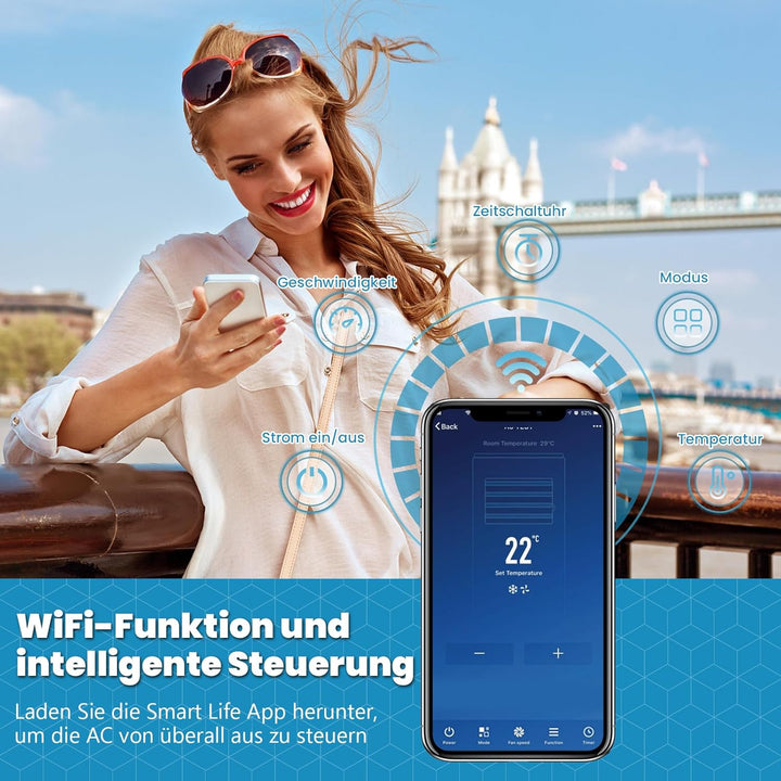 GOPLUS Mobile Klimaanlage mit Abluftschlauch 9000 BTU, Kühlen & Ventilieren & Entfeuchten 42L/Tag &