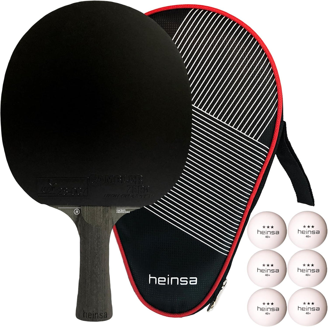 heinsa Carbon Profi Tischtennisschläger ITTF Wettkampf zugelassen Black Edition aus Lichtnussbaum mi