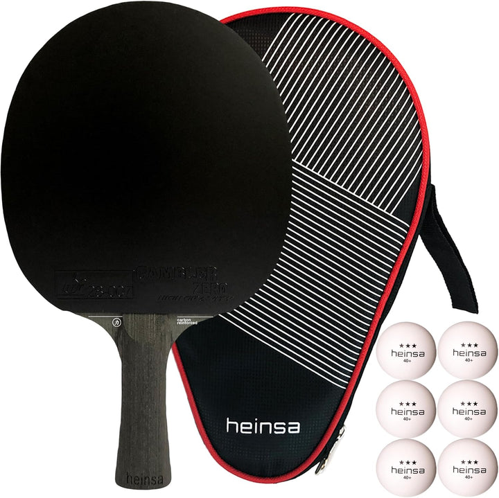 heinsa Carbon Profi Tischtennisschläger ITTF Wettkampf zugelassen Black Edition aus Lichtnussbaum mi