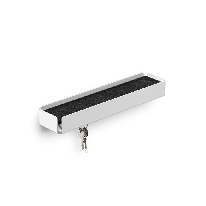 KEY-BOX - weiss/Filz Granit meliert. Schlüsselbrett mit Ablage für den Flur, Schmuckorganizer für de