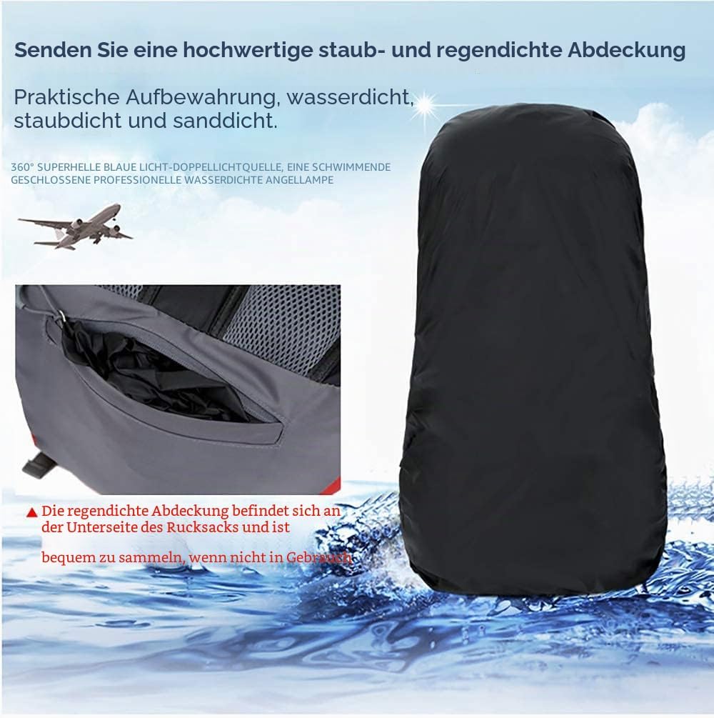 Bseash 60L Wasserdichter leichter Wanderrucksack mit Regenschutz, Outdoor Sport Tagesrucksack Multif
