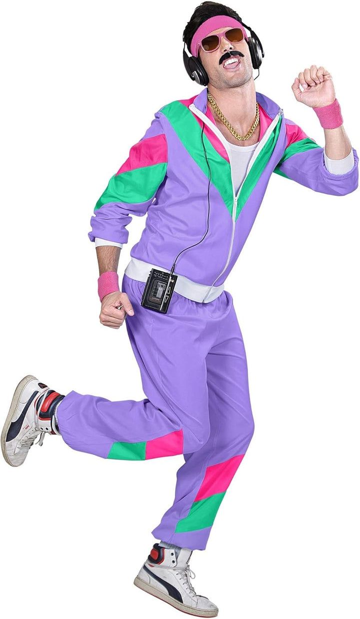 W WIDMANN MILANO Party Fashion - Kostüm Trainingsanzug, 80er Jahre Outfit, Jogginganzug, Bad Taste O