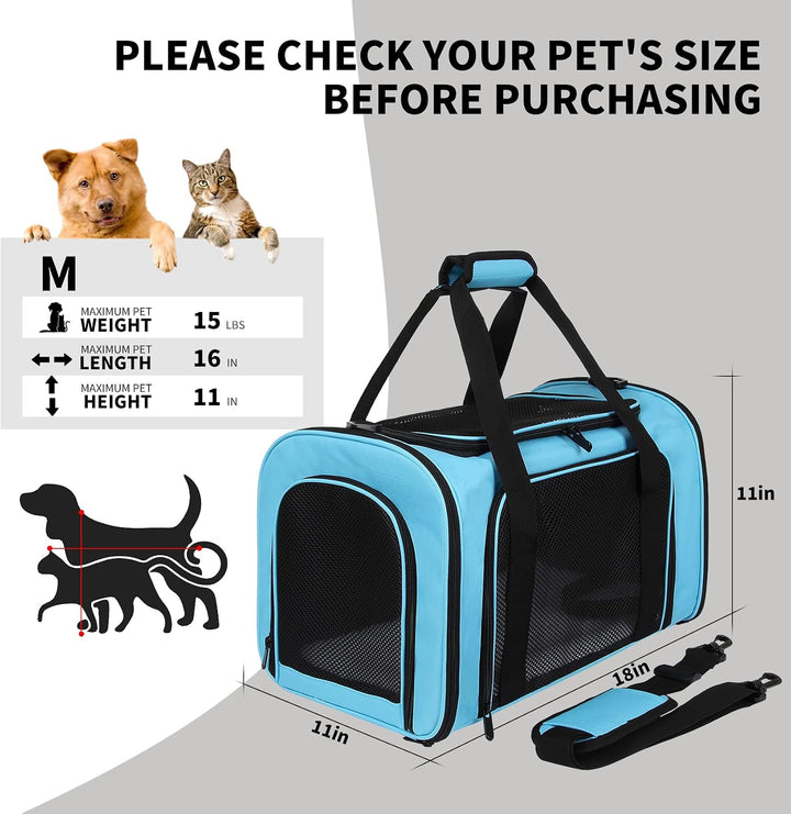 Transportbox für Katzen, weich, Grösse M, Blau 17.0"L x 11.0"W x 11.0"H Blau, 17.0"L x 11.0"W x 11.0