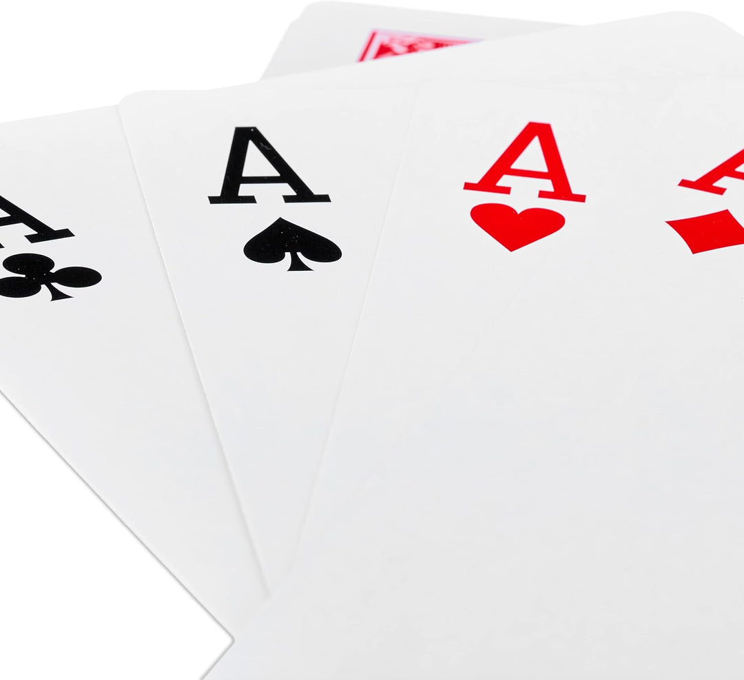 Relaxdays 5 x Jumbo Pokerkarten, 270 Karten, wasserfeste XXL-Kunststoffspielkarten, Spassgeschenk od