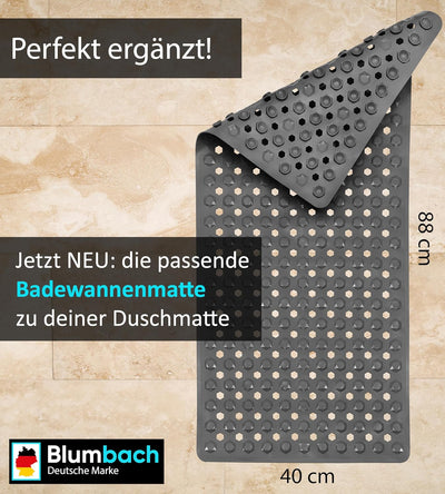 Blumbach® Duschmatte rutschfest 53x53cm - 100% BPA-frei - Inkl. 2 Haken zum Aufhängen - griffige Ant