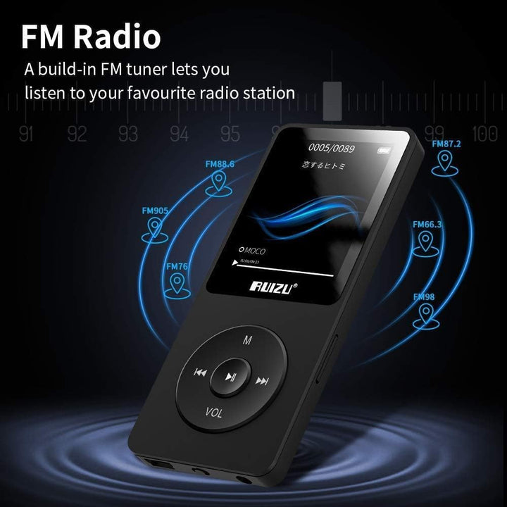 MP3 Player mit Bluetooth 5.0, RUIZU 8GB Musikplayer für Kinder, Digitaler Audioplayer, FM-Radio, Spr