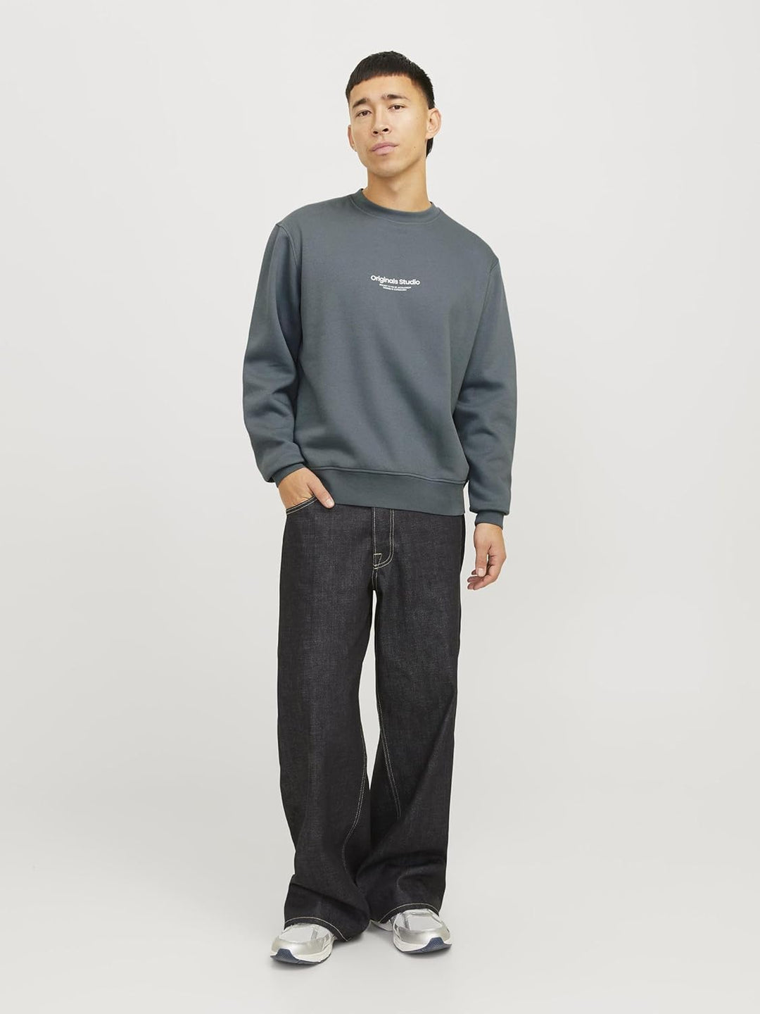 JACK & JONES Male Sweatshirt Gedruckt Sweatshirt XS Stormy Weather, XS Stormy Weather
