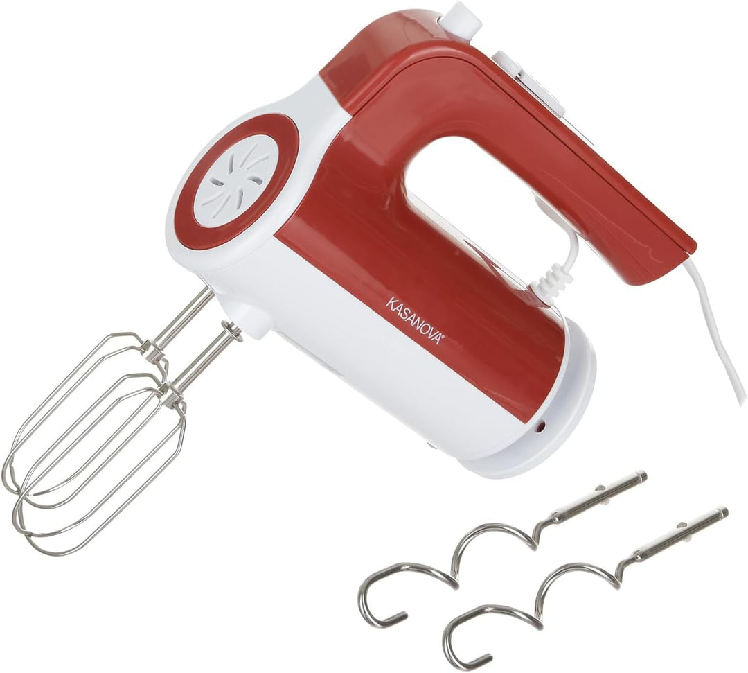 Elektrischer Handmixer, 300 W, 5 Geschwindigkeiten, Rot