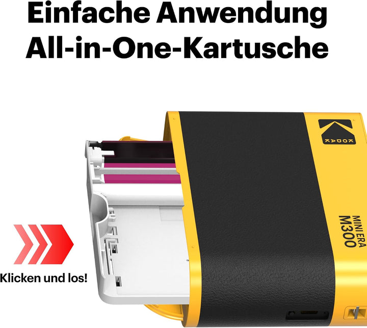 KODAK Mini 3 ERA 4PASS Mobiler Fotodrucker (7,6x7,6cm) (Schwarz, Fotodrucker + 8 Blatts) Mini 3 Foto
