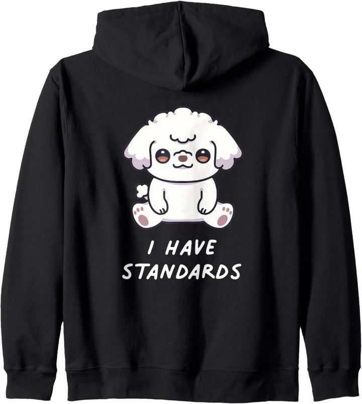I Have Standards Pudel Kawaii Anime Hund Dog Hundefreunde Kapuzenjacke