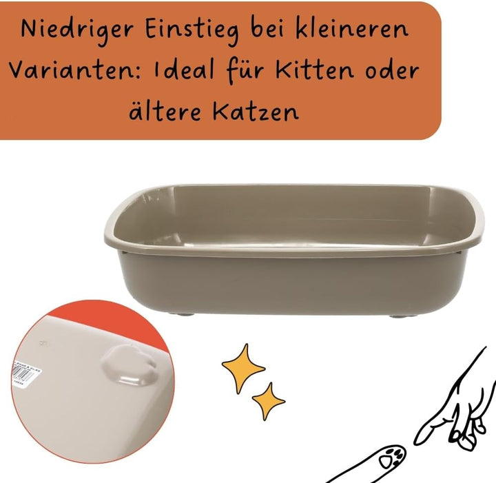 GarPet Katzenklo in 5 Grössen Katzentoilette ohne Deckel Katzen WC Schalentoilette Klo grau eckig hy