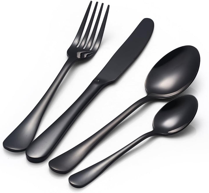 Besteckset 16stk Buyer Star Edelstahl Besteckset Schwarz Messer Gabeln Besteckservice für 4 Personen