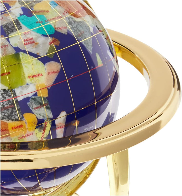 Einzigartige Art 25,4 cm by 6 Lapislazuli blau Ocean Tisch Top Edelstein World Globe mit Gold Stativ